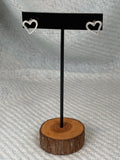 Silver Open Heart Stud Earrings