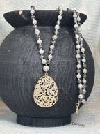Dalmation Pendant with Stone Bead Necklace