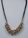 Black Cord with Gold Rings Necklace