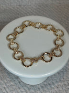 Gold Circle With Gold Etched Links Bracelet