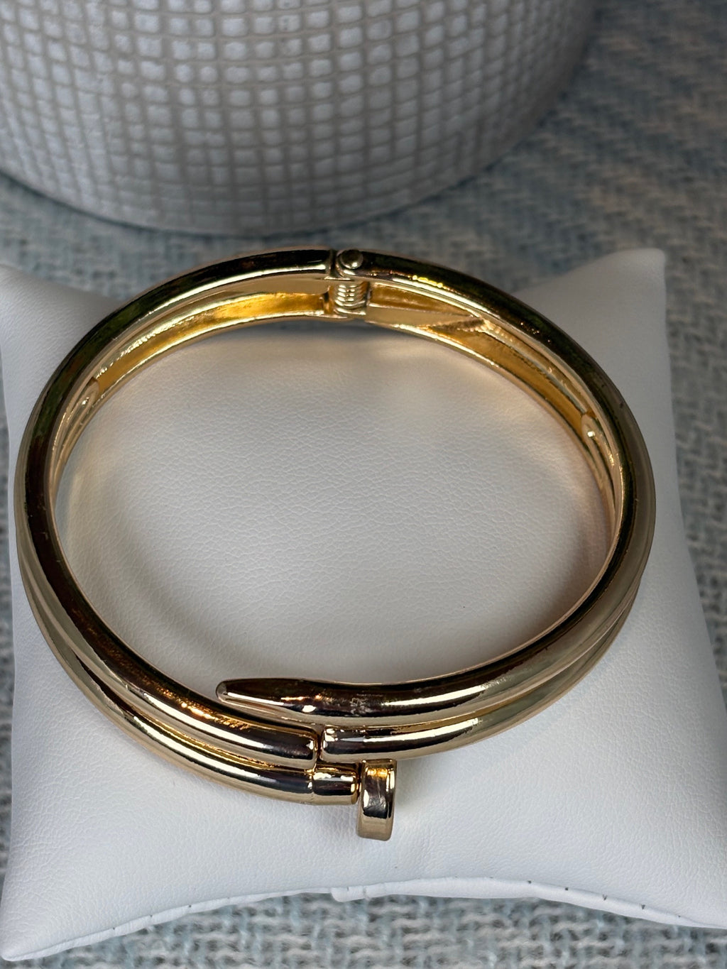 Nailed It gold hinged bangle