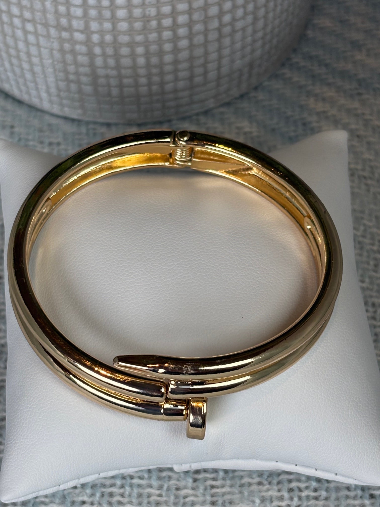 Nailed It gold hinged bangle