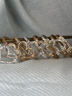 Hammered Silver with inset Gold Cross Bracelet