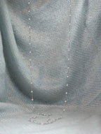 Small Pearl with Silver Chain Long Necklace