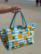 Pineapple Blue and White Striped Tote