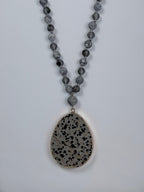 Dalmation Pendant with Stone Bead Necklace