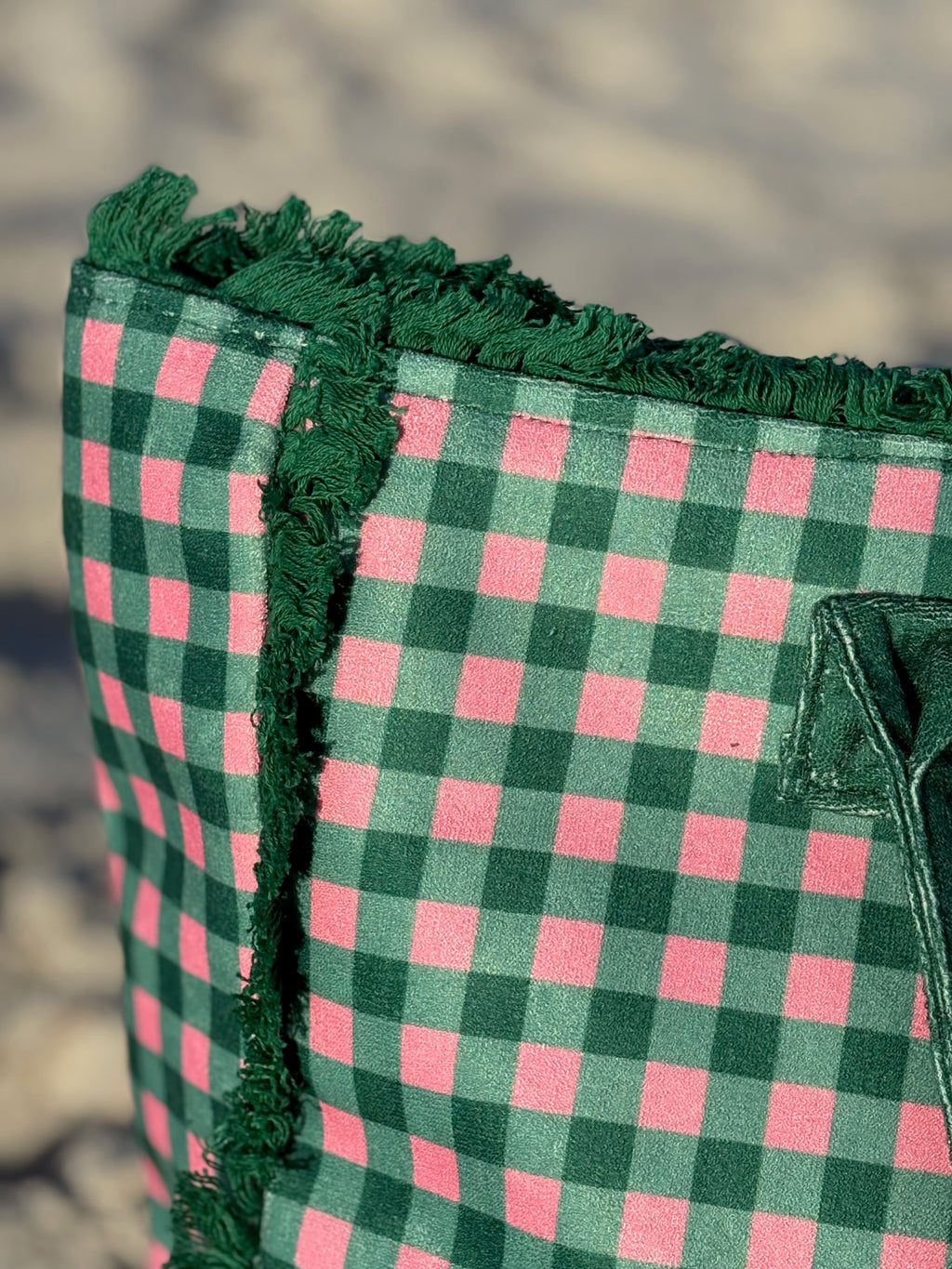 Pink and Green Gingham Tote Bag