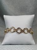 Gold Circle With Gold Etched Links Bracelet