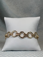 Gold Circle With Gold Etched Links Bracelet