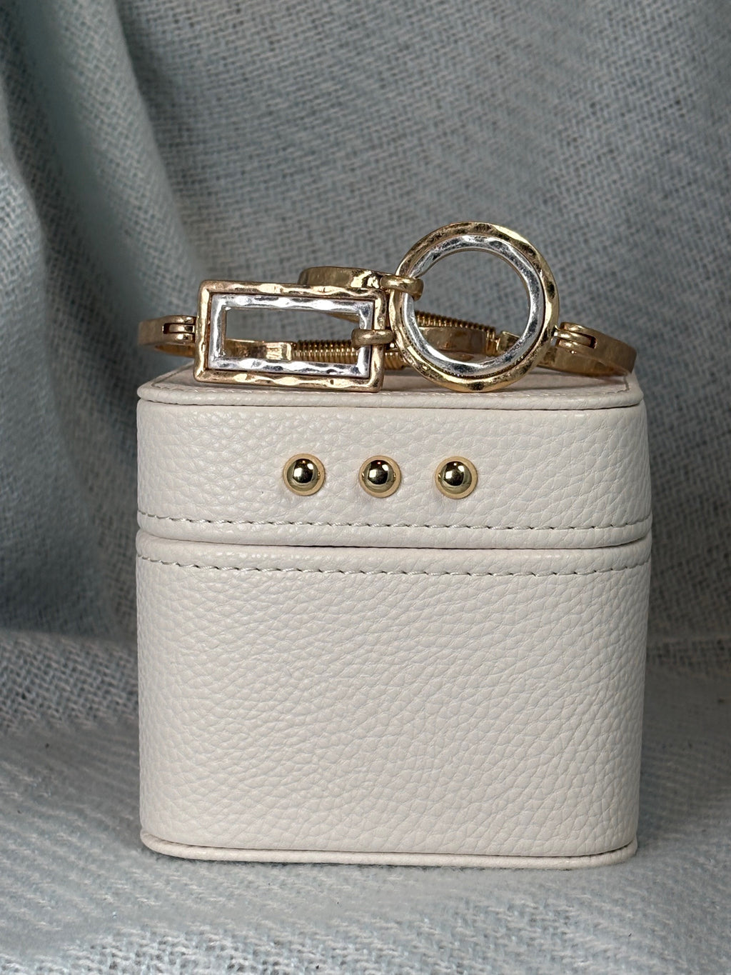 Hammered Gold with Silver Rectangle Bracelet