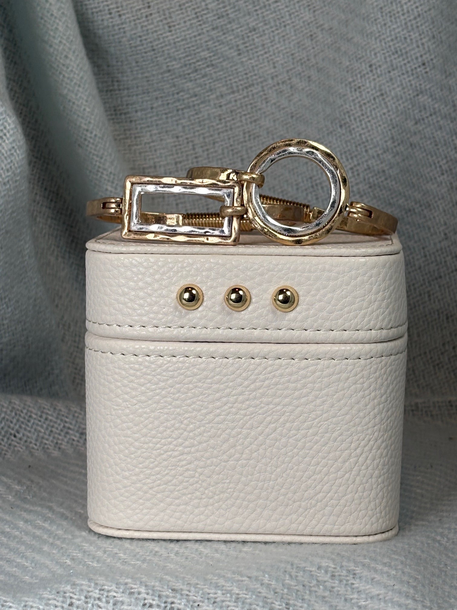 Hammered Gold with Silver Rectangle Bracelet