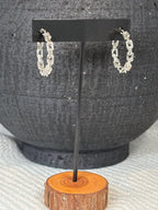 Silver Square Chain Medium Hoop Earrings