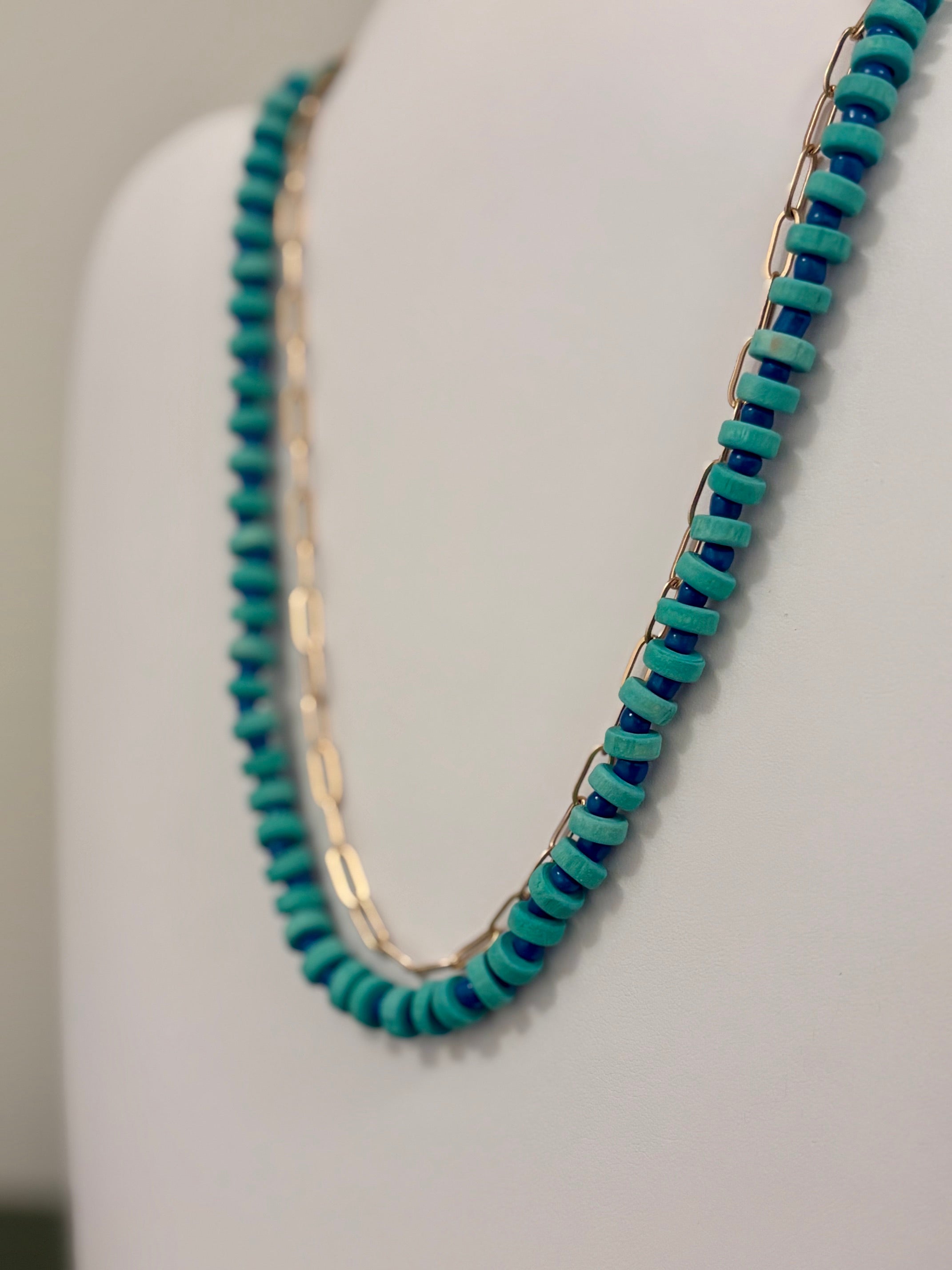 Blueberry Beads Paperclip Necklace