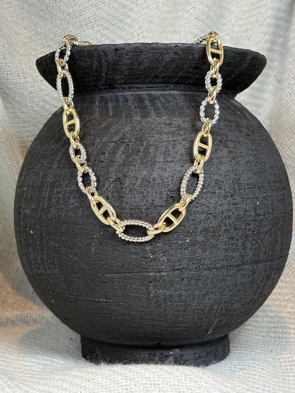 Gold Mariner Link with Silver Accent Links Necklace