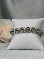 Silver Ball with Silver Surround Stretch Bracelet
