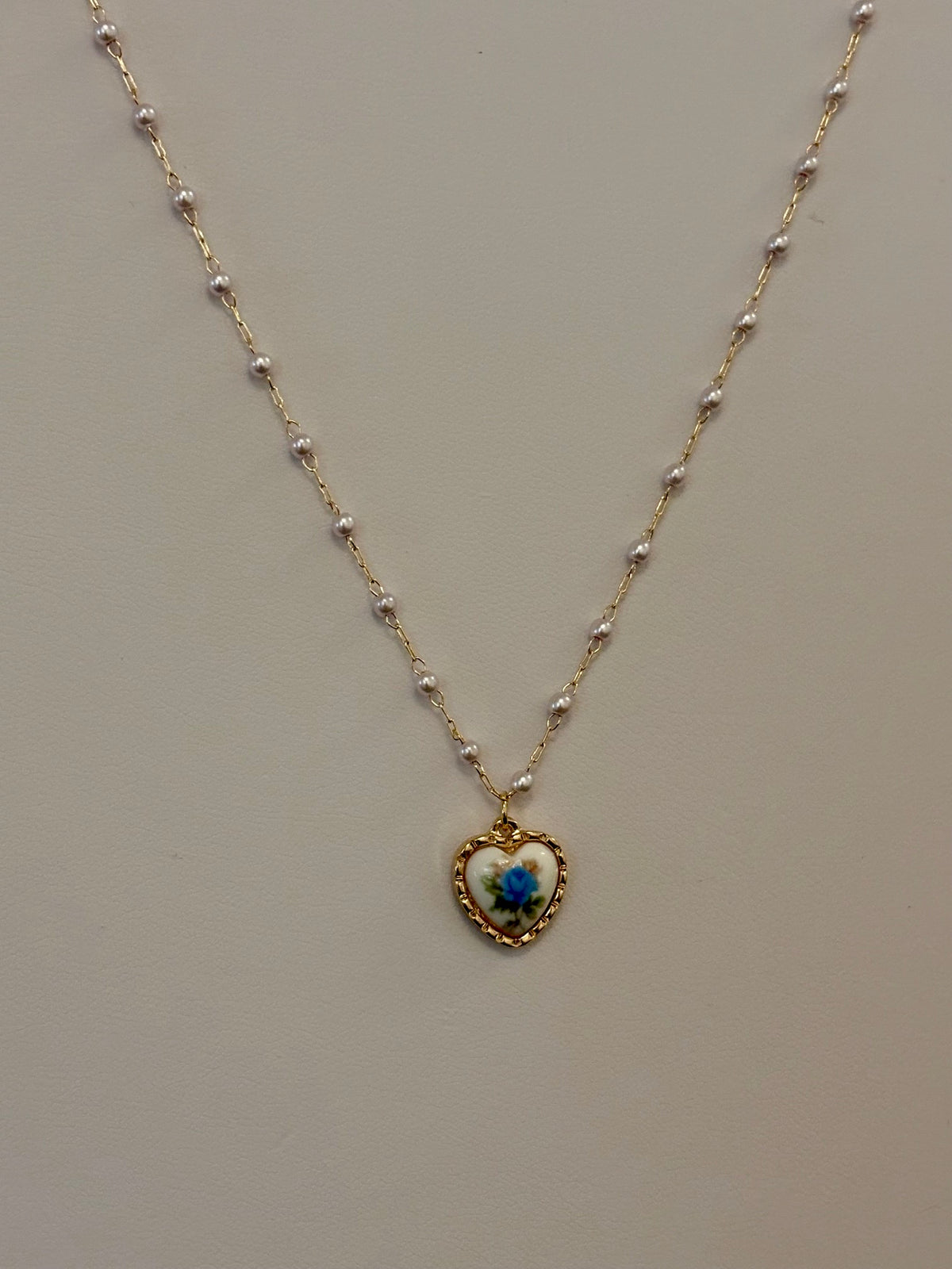 Cottage Rose Heart Necklace