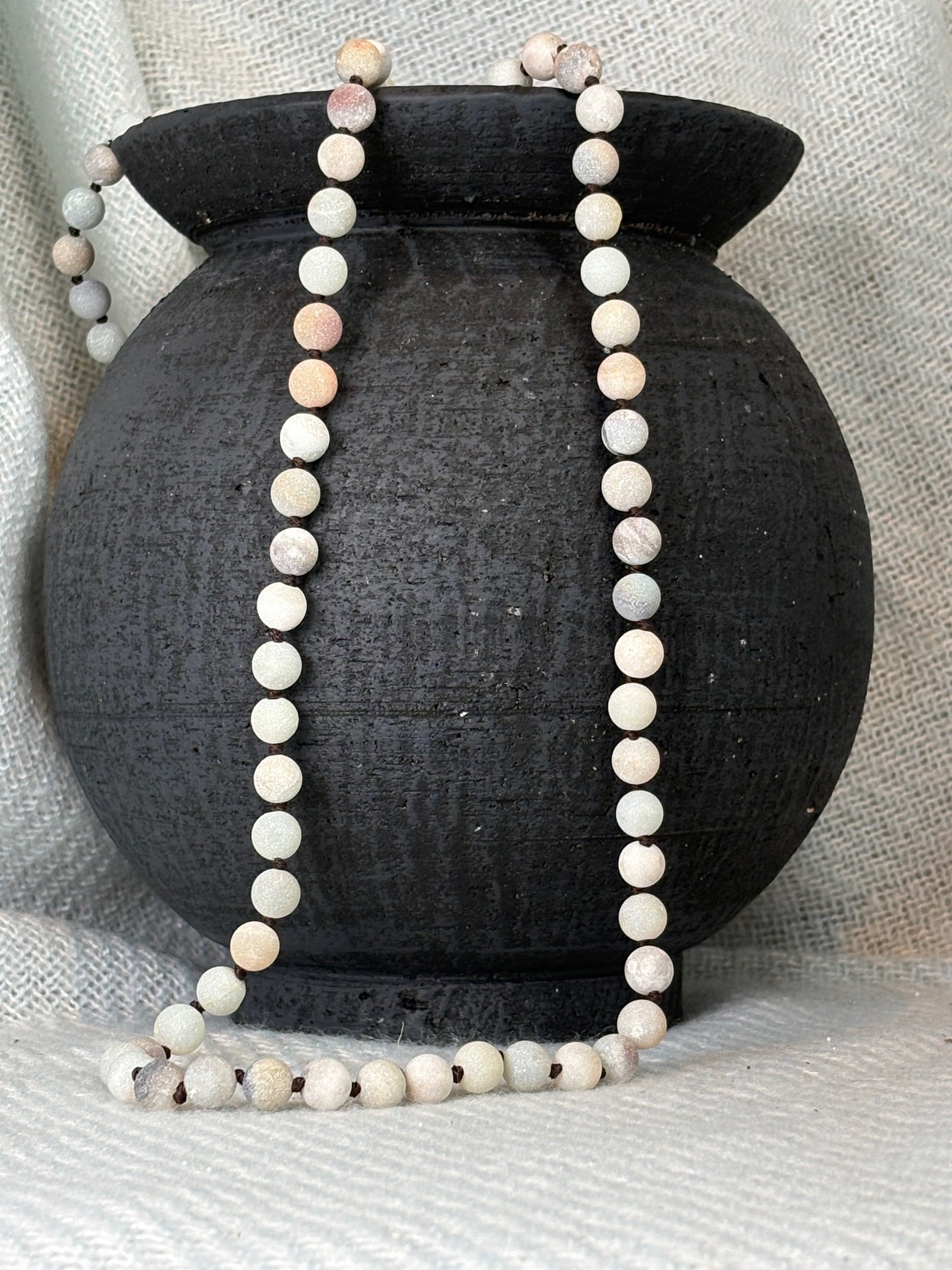 Amazonite Semi Precious Stone Necklace with Matching Stretch Bracelet Set
