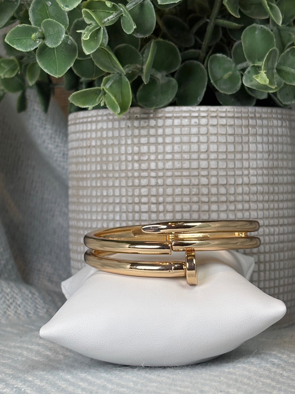 Nailed It gold hinged bangle