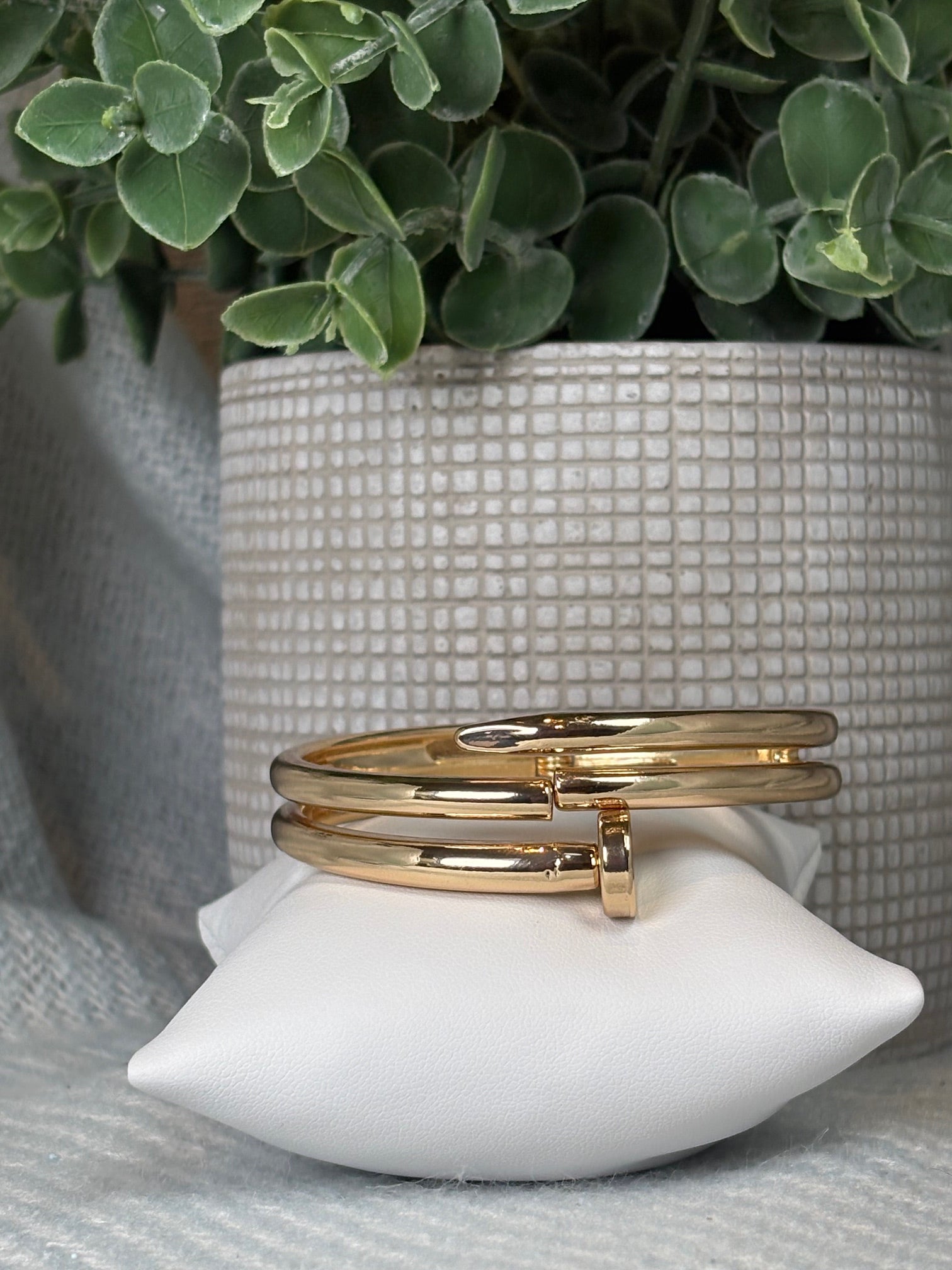 Nailed It gold hinged bangle