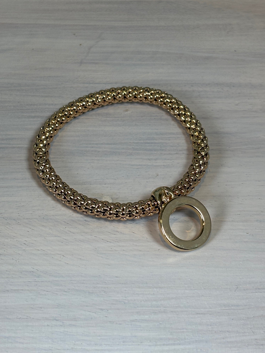 Gold Stretch Bracelet with Gold Circle