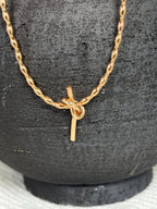 Gold Rice Beads with Gold Knot Necklace