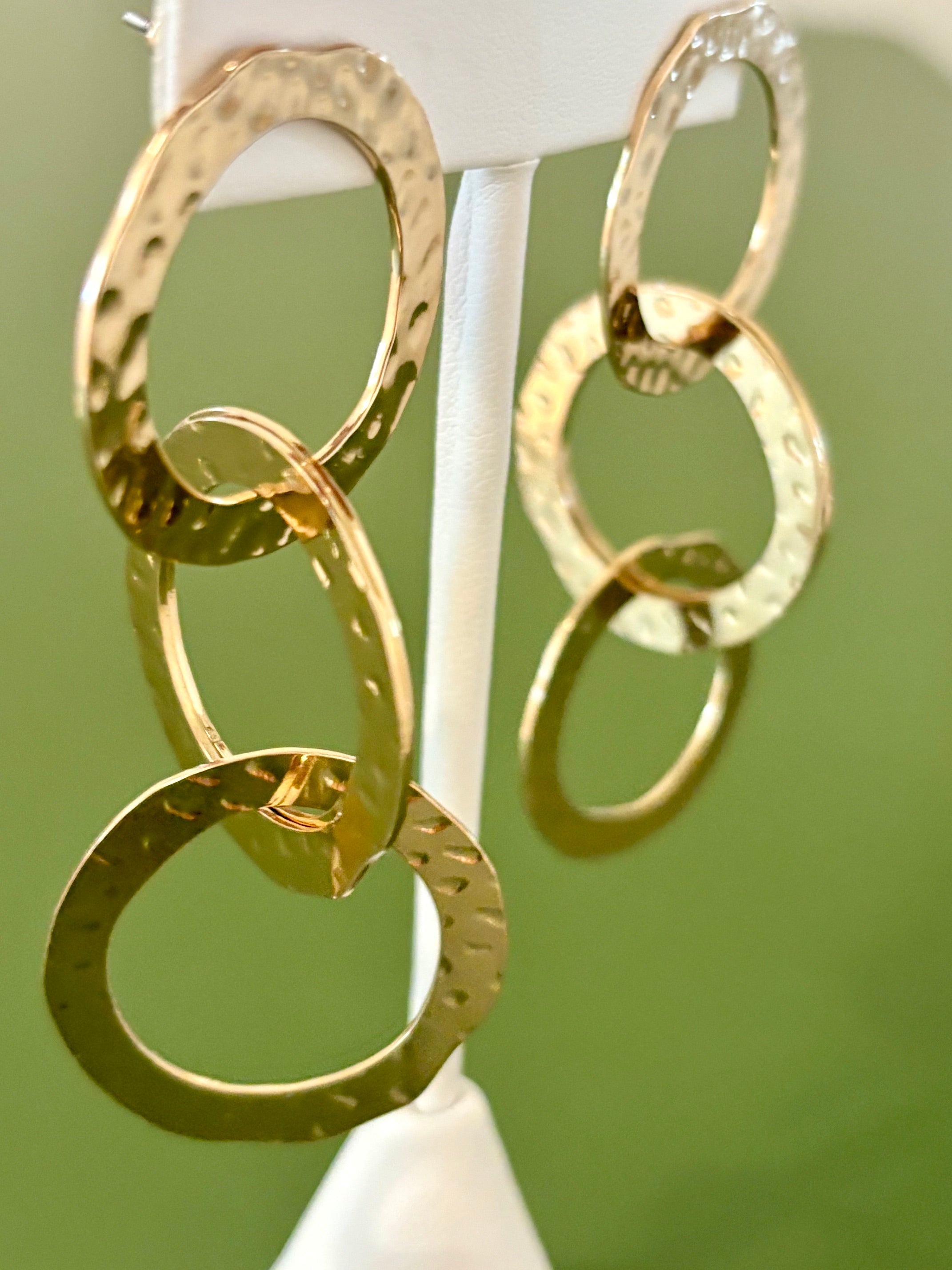 Hammered Circle Trio Dangle Earrings