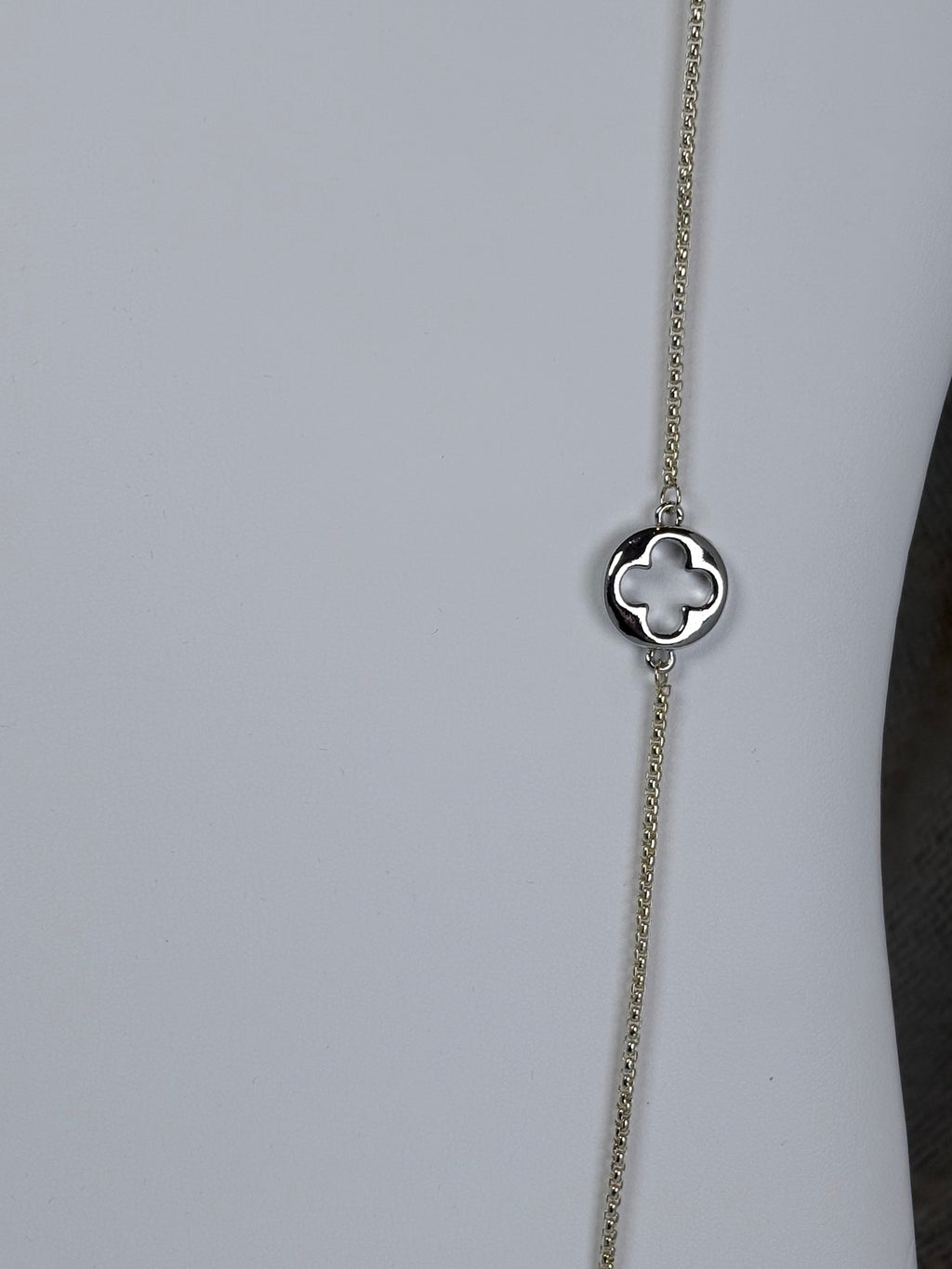 Designer Inspired Silver Clover with Gold Chain Necklace