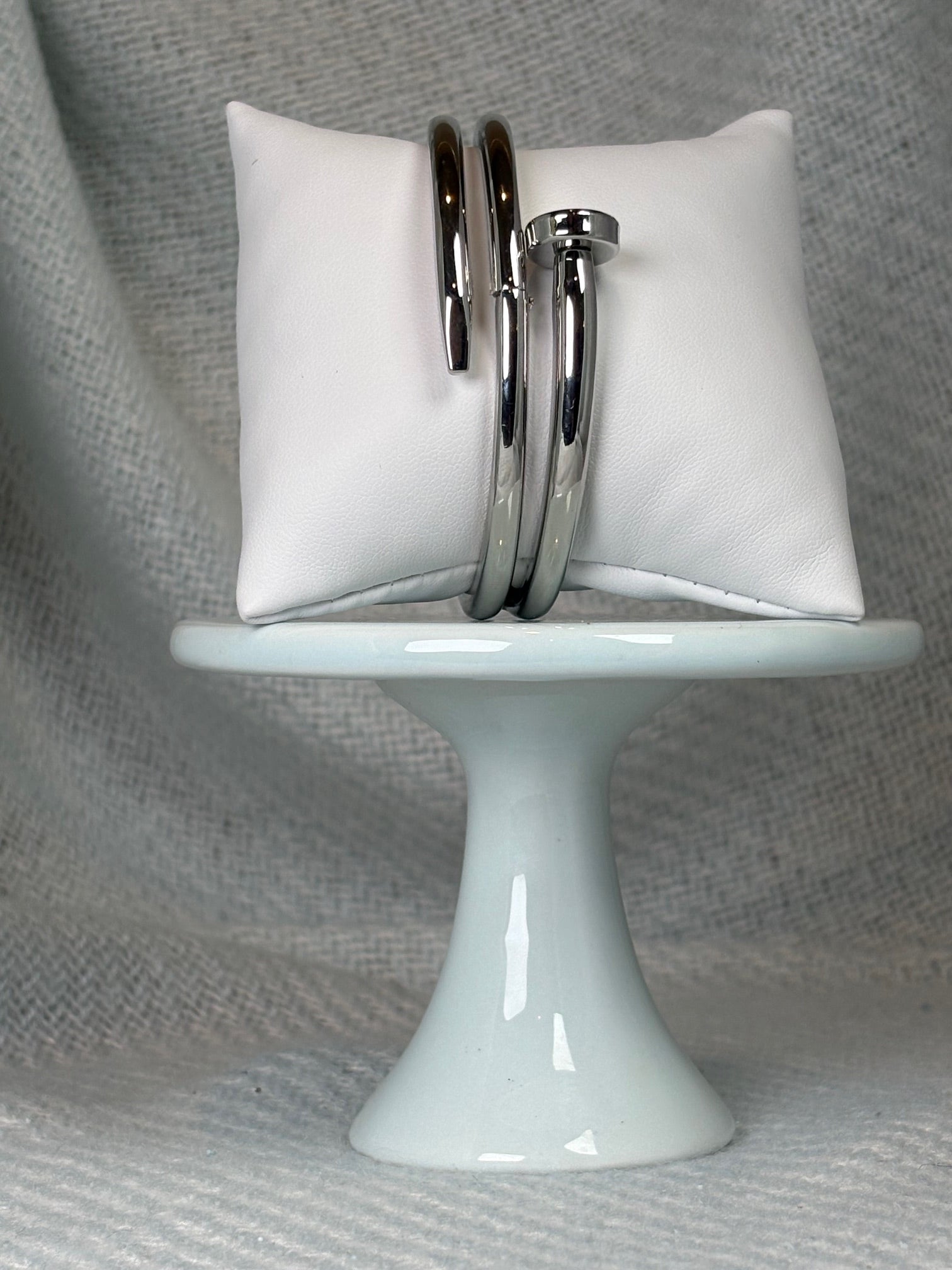 Nailed It silver hinged bangle
