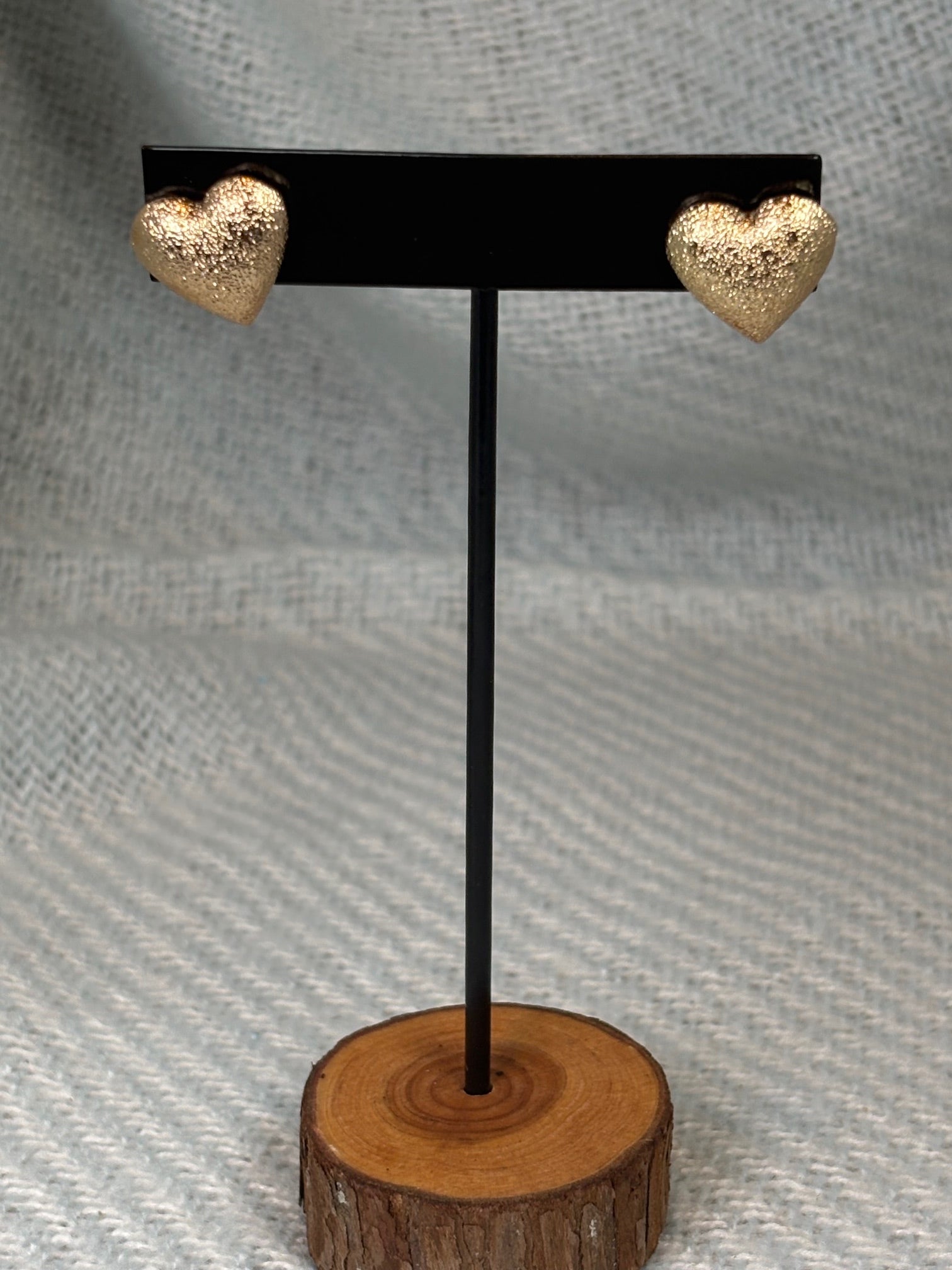 Shiny Gold Heart Stud Earrings