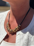 Black Cord with Gold Rings Necklace