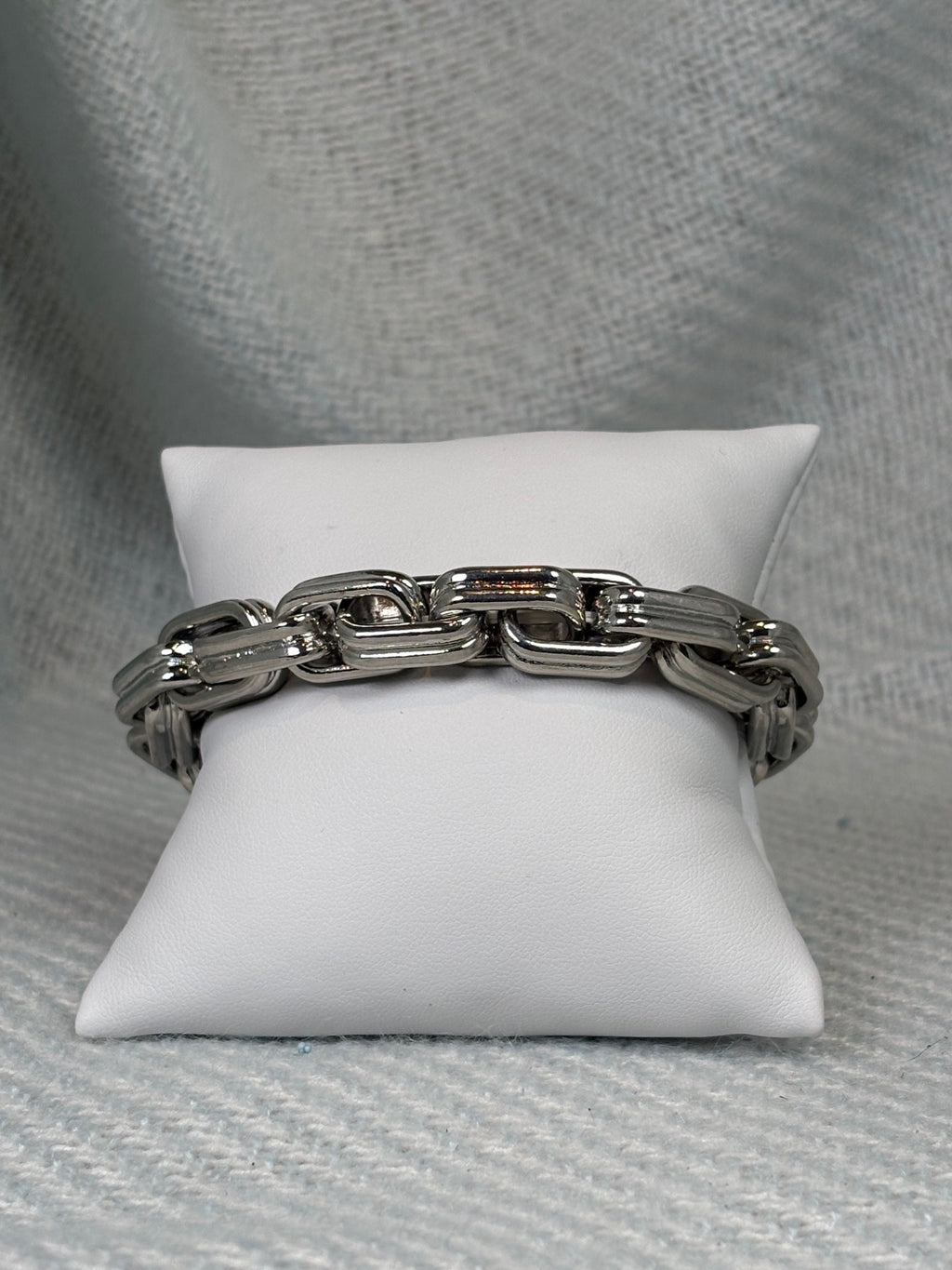 Chunky chain link stretch bracelet-Silver