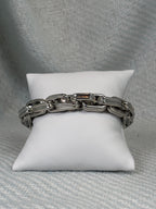 Chunky chain link stretch bracelet-Silver