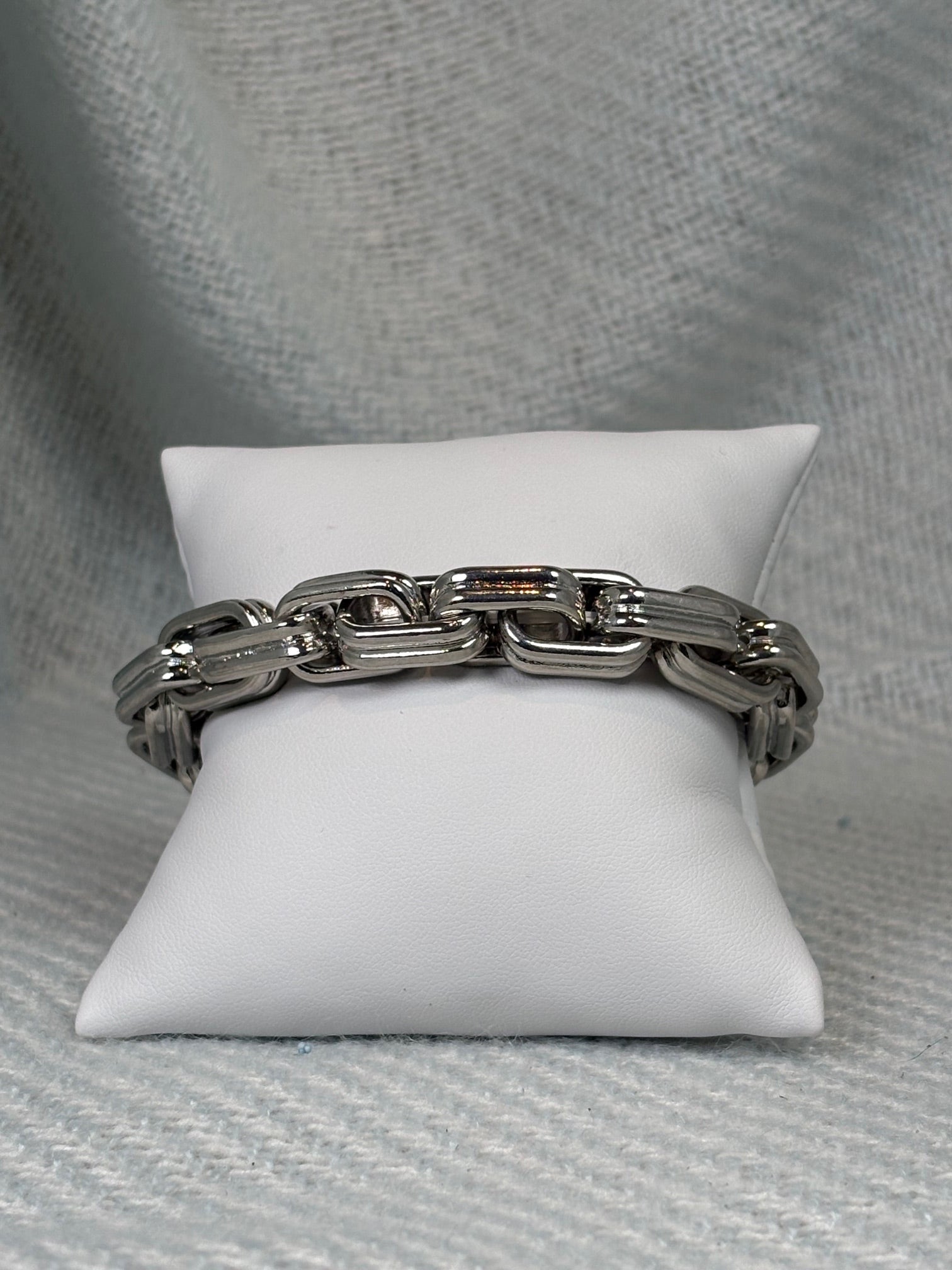 Chunky chain link stretch bracelet-Silver
