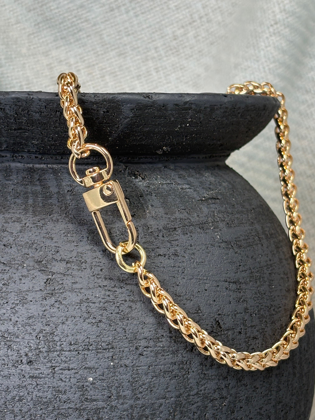 Gold Twisted Rope Chain with Swivel Link Necklace