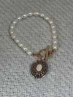 Designer Inspired Medallion with Opal and Pearl Bracelet