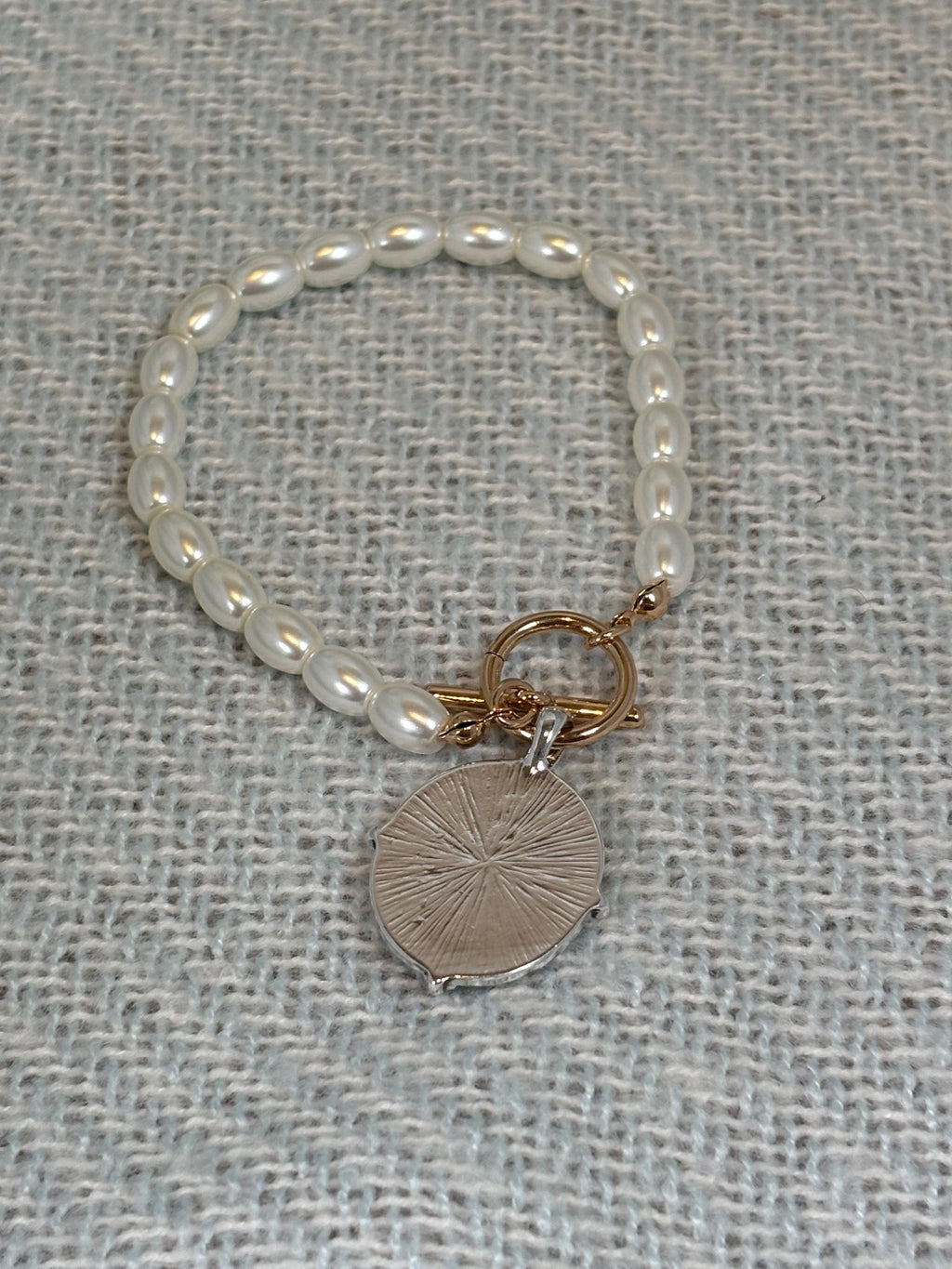 Designer Inspired Medallion with Opal and Pearl Bracelet
