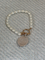 Designer Inspired Medallion with Opal and Pearl Bracelet