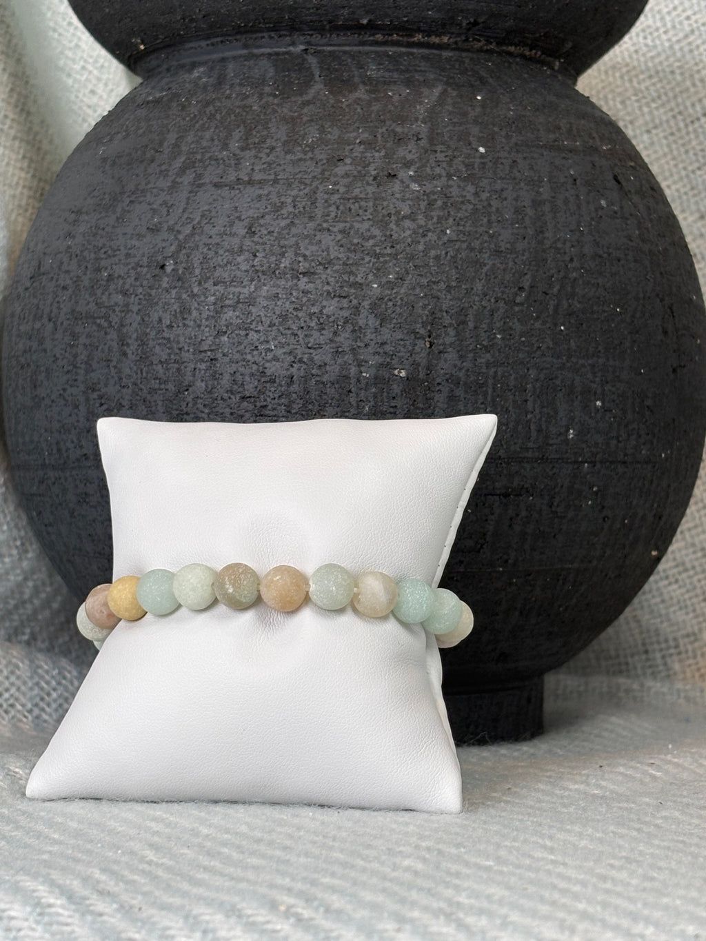 Amazonite Semi Precious Stone Necklace with Matching Stretch Bracelet Set