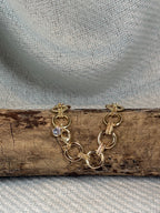 Gold Circle With Gold Etched Links Bracelet