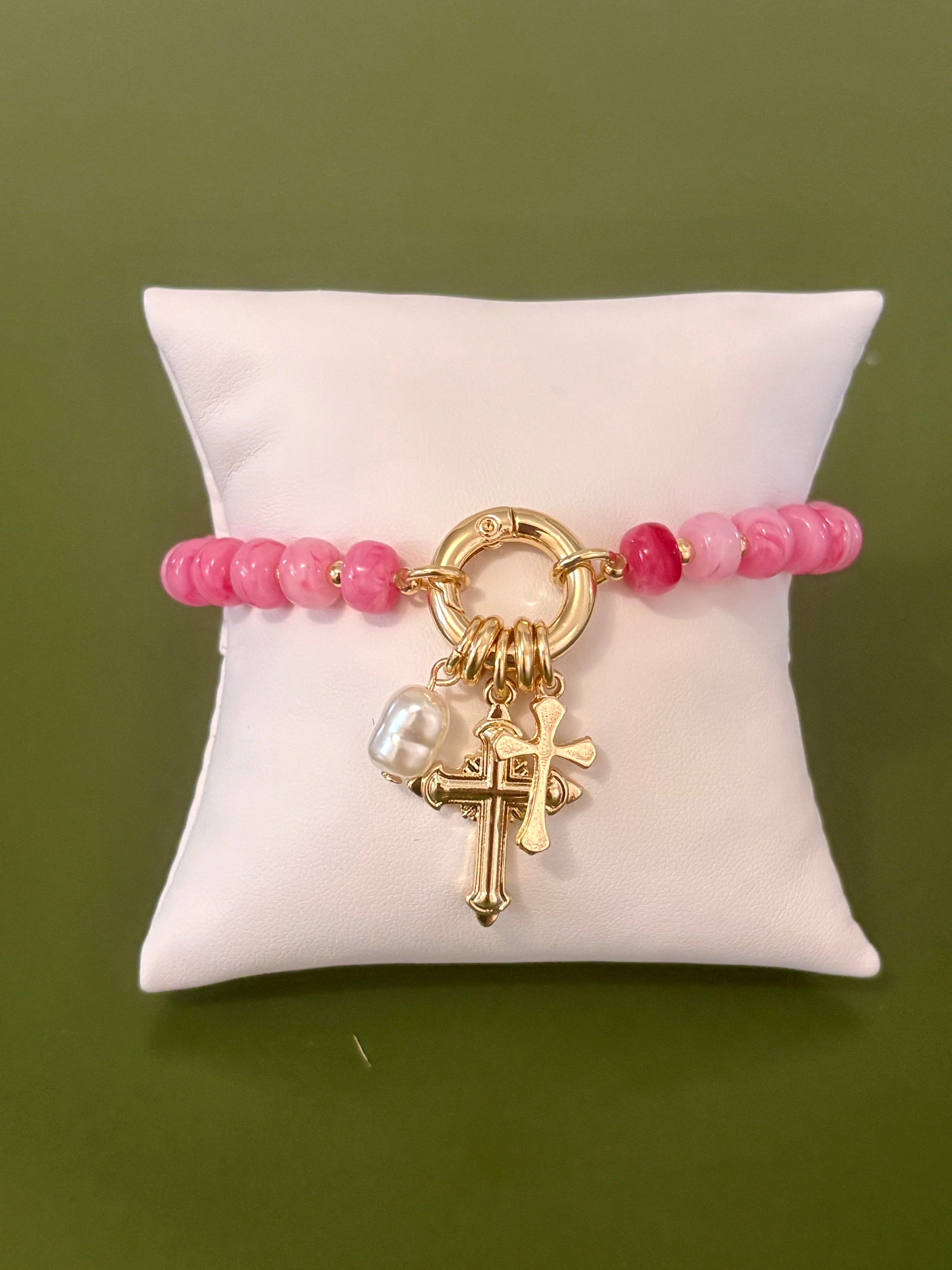 Deeply Loved Pink Stretch Bracelet
