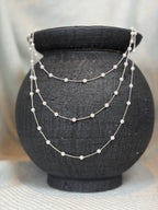 Small Pearl with Silver Chain Long Necklace