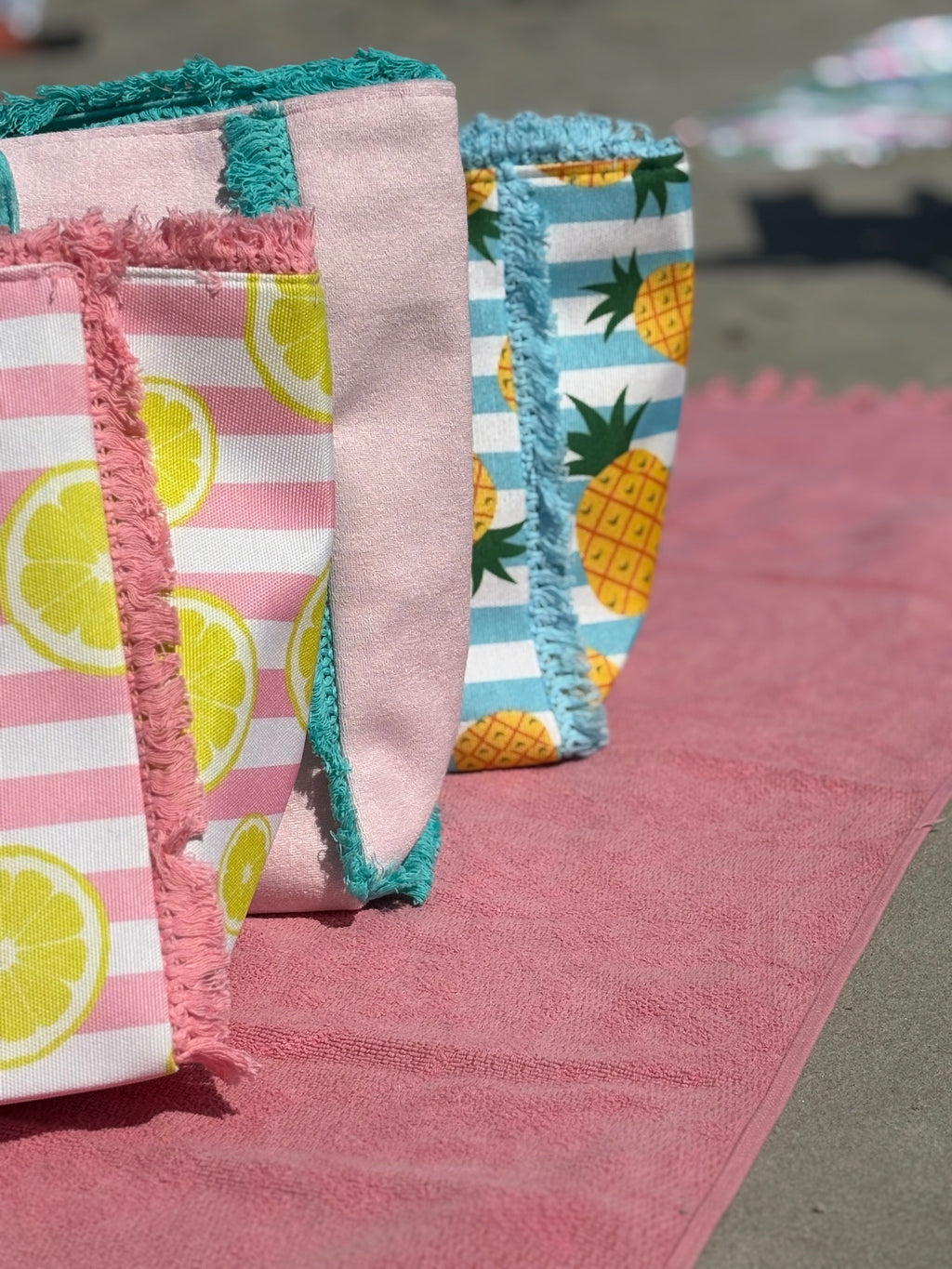 Pink and Teal Beach Tote