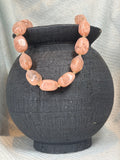Creamy Pink Stone with Gold Beads Necklace