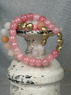 Tri-heart Pink Stretchy Bracelet Set