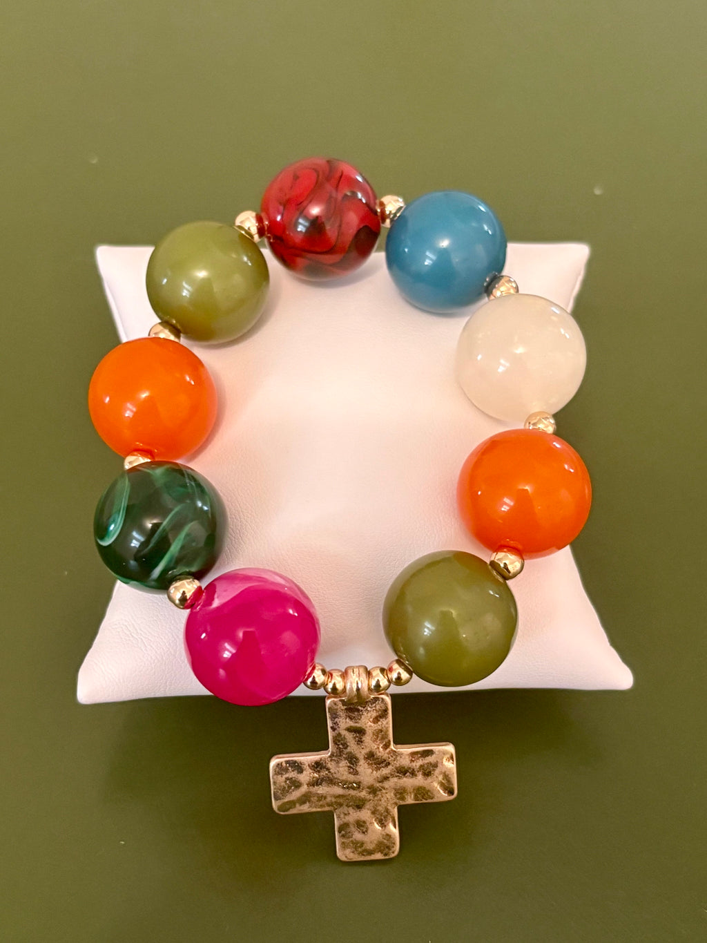 Stained Glass Cross Bracelet