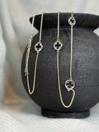 Designer Inspired Silver Clover with Gold Chain Necklace