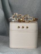 Hammered Silver with inset Gold Cross Bracelet