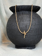 Gold Rice Beads with Gold Knot Necklace