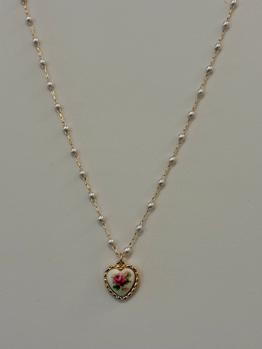 Cottage Rose Heart Necklace