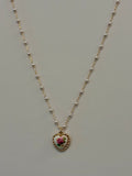 Cottage Rose Heart Necklace
